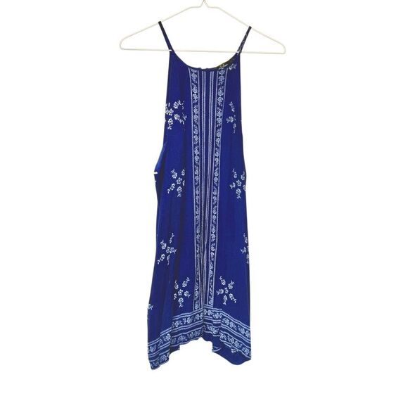 Lulus Mediterranean Sea Printed Keyhole Back Halter Mini Dress Navy Medium - Picture 3 of 3
